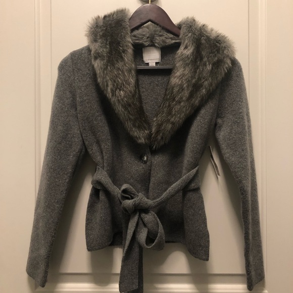 Anthropologie ETT:TWA Bois Gray Fur Cardigan PXXS - Picture 3 of 3